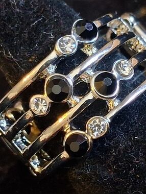 Paparazzi Women’s Silvertone Multi-Band Ring with Black and Clear Stones